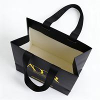 Sac en papier de luxe écologique couleur personnalisée avec estampage à chaud doré et poignée en ruban pour emballage cadeau de mariage, artisanat et bougies