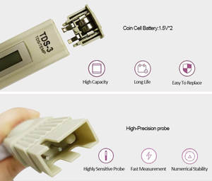 Testeur de qualité de l'eau TDS de bonne qualité, modèle TDS-3 avec tableau de lecture du TDS, personnalisable OEM, certifié CE, garantie 1 an - Product Image 2