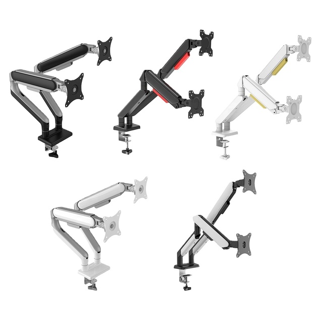Factory Direct Dual Monitor Stand Arm 17-32Inch Gaming Adjustable 90 Degree Tilt 19.8lbs for Desk Pc Mount Vesa 75X75 Black