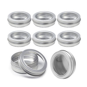 Envases de crema para el cuidado de la piel, tarro de crema de aluminio plateado con logotipo en relieve, tarro de aluminio roscado de 20ml con ventana transparente - Product Image 2
