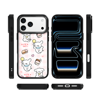 Coque de téléphone AG Feeling Black Edge avec motif chien à carreaux doré pour iPhone 17, 17 Pro Max, 16 Pro, 15, 15 Pro Max – Coque magnétique
