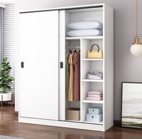 Armario con Puertas Corredizas para el Hogar, Dormitorio Moderno y Sencillo, Gabinete de Almacenamiento Económico de Madera Maciza para Familias Pequeñas