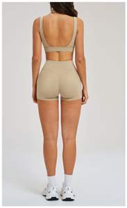 2026 Womens Naked Sensation Yoga Set Cross Back <b>Padded</b> Sports Bra High Waist <b>Butt</b> Lifting Shorts Breathable Color Blocking - Product Image 6