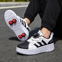 Chaussures à roulettes pour adultes et enfants, à double et quatre roues, avec lumières clignotantes, unisexes, pour hommes et femmes, pour le patinage en plein air, Ruidongle