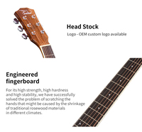 FANTE 41 Inch Sapele Acoustic Guitar 6 Strings Guitar Music Instrument for Beginner or Performance