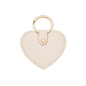 Personalized Saffiano Leather Cute Heart Keychain