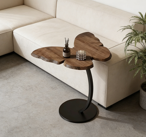 Mesa de Centro Moderna de Madera Maciza Estilo Wabi-Sabi con Forma de Mariposa para Sala de Estar y Dormitorio, Mesa de Centro Económica para el Hogar - Product Image 3