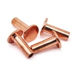 Rivets semi-tubulaires en cuivre rouge, tête bombée, finition brillante, norme ISO, personnalisables pour la fixation de quincaillerie en cuir - Product Image 3
