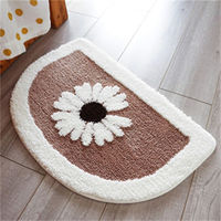 Tapis de bain antidérapant personnalisable petit motif de chrysanthème tapis et tapis brodés semi-circulaires irréguliers pour chambre à coucher