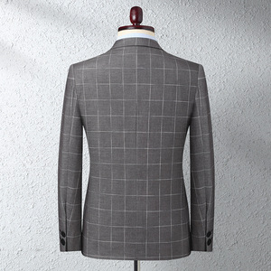 <span class=keywords><strong>Veste</strong></span> à <span class=keywords><strong>carreaux</strong></span> en polyester gris pour hommes Slim Fit <span class=keywords><strong>Veste</strong></span> décontractée pour hommes Costumes et <span class=keywords><strong>blazer</strong></span> pour hommes - Product Image 2