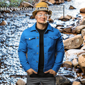 Nouvelle veste en jean décontractée pour homme en coton et fibre de bambou 2026, couleur unie, avec logo personnalisé imprimé en relief, collection printemps - Product Image 2