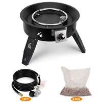 Foyer à gaz de camping extérieur noir Portable et pliable