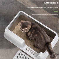 Grande litière pour chat en acier inoxydable et ABS, anti-corrosion, pédale épaissie, design esthétique, large ouverture