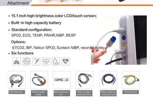 Équipement médical, moniteur patient portable de 15 pouces, clinique vétérinaire, moniteur portable, paramètres des signes <span class=keywords><strong>vitaux</strong></span> - Product Image 5