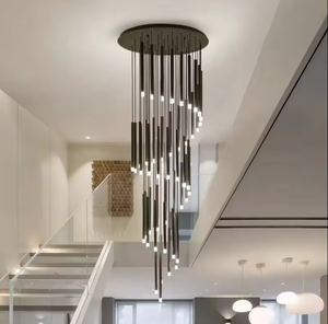 Custom Hotel Large Gold Long Spiral <strong>Ceiling</strong> Pendant <strong>Lights</strong> <strong>Led</strong> Luxury Modern Linear <strong>Crystal</strong> Villa Staircase Chandeliers - Product Image 2