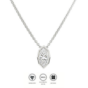 <span class=keywords><strong>Collana</strong></span> con Pendente in Moissanite Taglio Marquise da 1ct, Argento S925 con Micro Incastonatura, OEM/ODM - Product Image 1
