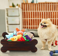 Panier de rangement en bois en forme d'os pour jouets de chien, grande boîte à jouets pour animaux de compagnie, pour l'organisation et le rangement des accessoires, laisse et nourriture pour chiot