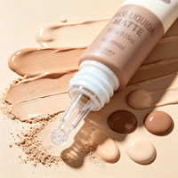 FAIRY LF45 Fond de teint liquide mat vegan longue tenue, imperméable, hydratant et régulateur de sébum avec correcteur pour tous les tons de peau