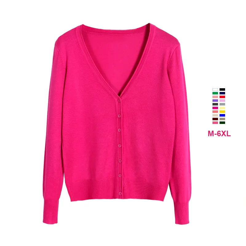 Long Sleeve Open Front Jersey Knitted Blank Plain V Neck Cardigan Ladies Sweater
