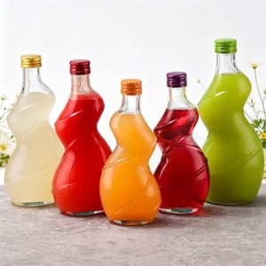 Nouvelles bouteilles de boisson en verre au design torsadé et courbé pour femmes, avec couvercle à vis en métal - Product Image 4