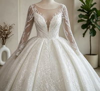 Robe de mariée de luxe en dentelle S2261Y, élégante, à manches longues, ornée de perles et de sequins, style africain, nouvelle collection 2026