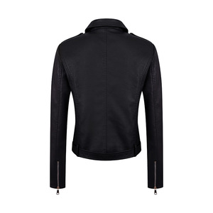 Giacche da donna alla moda stile Slim Streetwear Casual in tinta unita cappotto da donna <span class=keywords><strong>giacca</strong></span> nera in pelle da <span class=keywords><strong>moto</strong></span> - Product Image 2