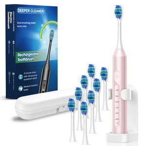 Brosse à dents électrique avec 8 têtes de brosse de rechange, étui de voyage et support, autonomie de 60 jours, kit d'hygiène buccale à vibration sonique - Product Image 1