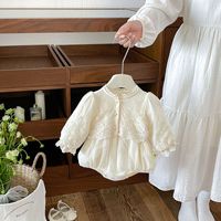 Combinaison pour bébé fille à manches longues avec dentelle, style princesse, robe mignonne pour l'automne