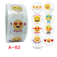 Lot en gros d'autocollants en rouleau : Emoticônes, visages souriants, autocollants de récompense et d'encouragement, décorations pour jouets d'enfants, étiquettes
