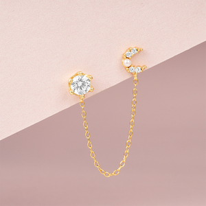 CANNER Pendientes de Aro con Borla de Luna de Plata de Ley 925, Chapados en Oro de 18K y Zirconia 5A, Joyería para Bodas, Fiestas y Regalos - Product Image 2