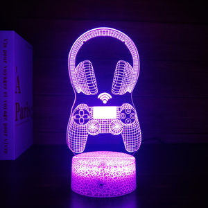 Custom Blue 3D Game Console Icon LED Bedside Nightlight Ambience Table Lamp with Remote Control <b>for</b> Game Room & Bedroom - Product Image 5