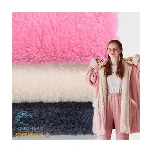 100% Recycle material Polyester Faux Sherpa Fleece Lining Short Pile Fake Fur Plush Fleece Fabric for Jackets Lining fabric