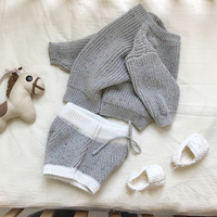 Personnalisé gros 100% coton tricot surdimensionné enfant en bas âge sexe neutre bébé enfants pull moucheté pull ensemble