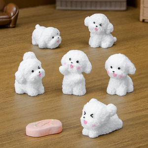 Figurines de chiens miniatures en résine en gros, adorables chiots assortis pour jardins féeriques, miniatures pour maisons de poupées, micro-paysages, décoration DIY pour la maison - Product Image 4