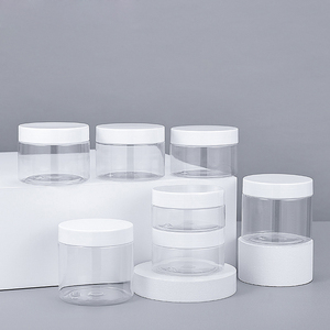 Transparent cosmetic container empty white plastic face cream jars with white lid