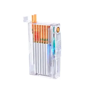 AIRO New Recharge Cigarette Case 20 Packs Cigarette Exquisite Packing Colorful Flashing Lights Double Arc Cigarette Lighter