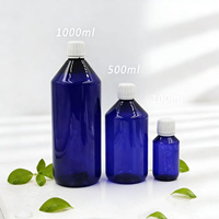 Bouteille en plastique ronde de 1L pour sirop contre la toux, couleur ambre, avec bouchon à vis inviolable