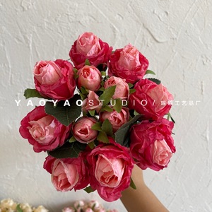 Bouquet di Rose artificiali a 13 teste romantico panno di seta con bordo bruciato di san valentino Semi-manuale palmare foresta di fiori finti essiccati - Product Image 6