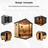 Sauna Exterior de Madera con Techo a Dos Aguas, Resistente a la Lluvia, con Opciones de Doble Estufa, Especificaciones Personalizadas, Sauna Exterior en Forma de A
