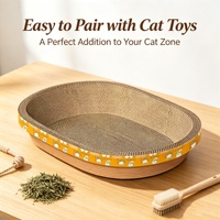 Lit et griffoir ovale 2-en-1 en carton ondulé pour chat – Durable, recyclable, nid douillet en papier ondulé pour chatons d'intérieur