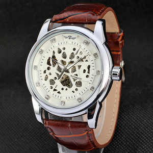 Montre mécanique automatique Victory Skeleton, cadran rond de 30 mm, cristal saphir, bracelet en cuir, montre pour homme - Product Image 1