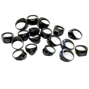 <span class=keywords><strong>Anello</strong></span> da <span class=keywords><strong>uomo</strong></span> placcato argento con gemme miste e <span class=keywords><strong>pietra</strong></span> <span class=keywords><strong>nera</strong></span>, stile vintage antico, per matrimoni, spedizione mista - Product Image 5