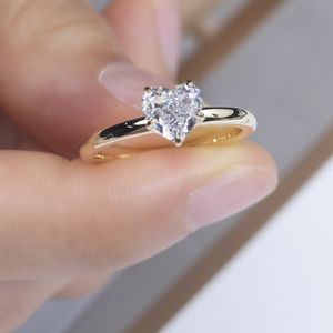 Anillo de Diamante Cultivado en Laboratorio Messi Jewelry, Corte Corazón, 1ct, E VVS2, Oro Amarillo de 9K/10K/14K, Romántico - Product Image 1