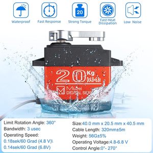 Servomoteur numérique Miuzei 20Kg de couple avec engrenages métalliques pour voiture RC 1/10 1/8 étanche - Lot de 3 - Product Image 4