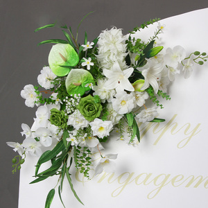 Boda Isla Marfil Telón de fondo Arco Flores Fila Seda Rosa Rojo Blanco Mesa Flor Camino para la decoración del pasillo - Product Image 5