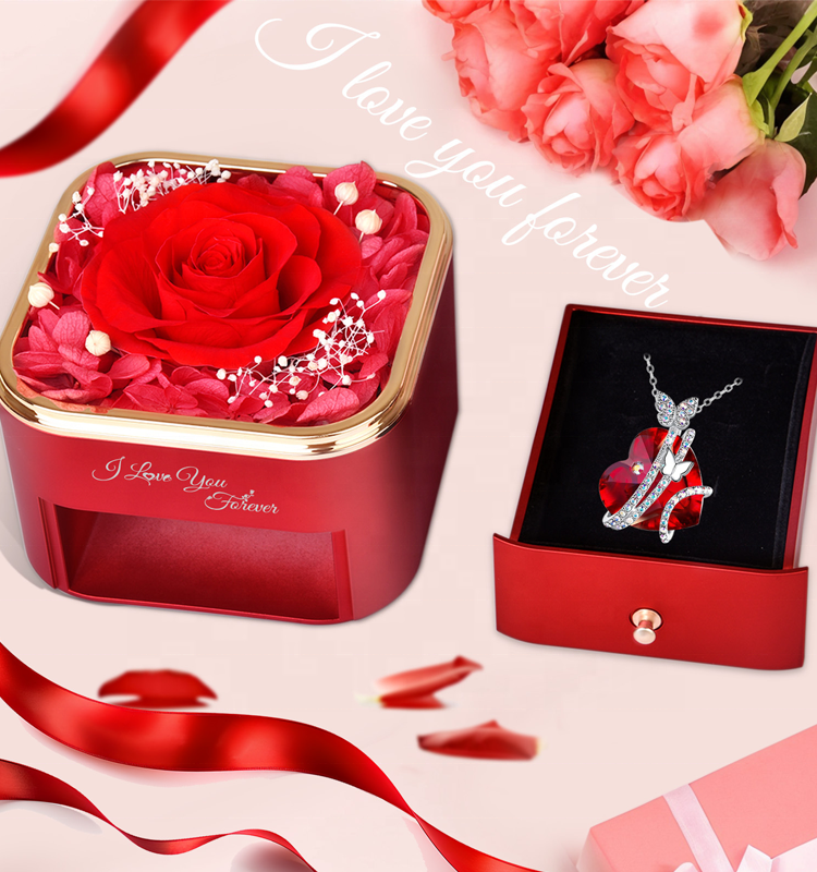 3d heart shape rose flower ring box