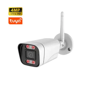 Al Aire Libre Tuya Smart Life App Seguridad CCTV inalámbrico Wifi Bullet H.265 + 4.0mp Digital P2p Cctv Wifi Cámara de bala de seguridad