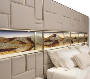 طقم سرير غرفة نوم إيطالي بحجم كينج من الجلد سرير مزدوج مع لوح أمامي بتصميم تخزين - Product Image 6