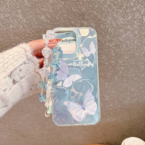 आईफोन के लिए नई आगमन प्रिंटिंग तितली फोन केस चेन 16 15 14 13 12 प्रो अधिकतम मोबाइल कवर - Product Image 2