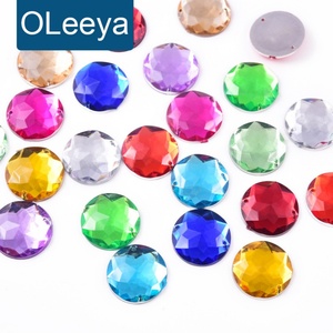 Pierres à coudre en acrylique OLeeya, pierres rondes à facettes et cristaux colorés, strass à dos plat à coudre pour accessoires vestimentaires - Product Image 1